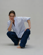 Load image into Gallery viewer, Camille Patch-Pocket Jean in 2-Year Indigo Stretch Denim
