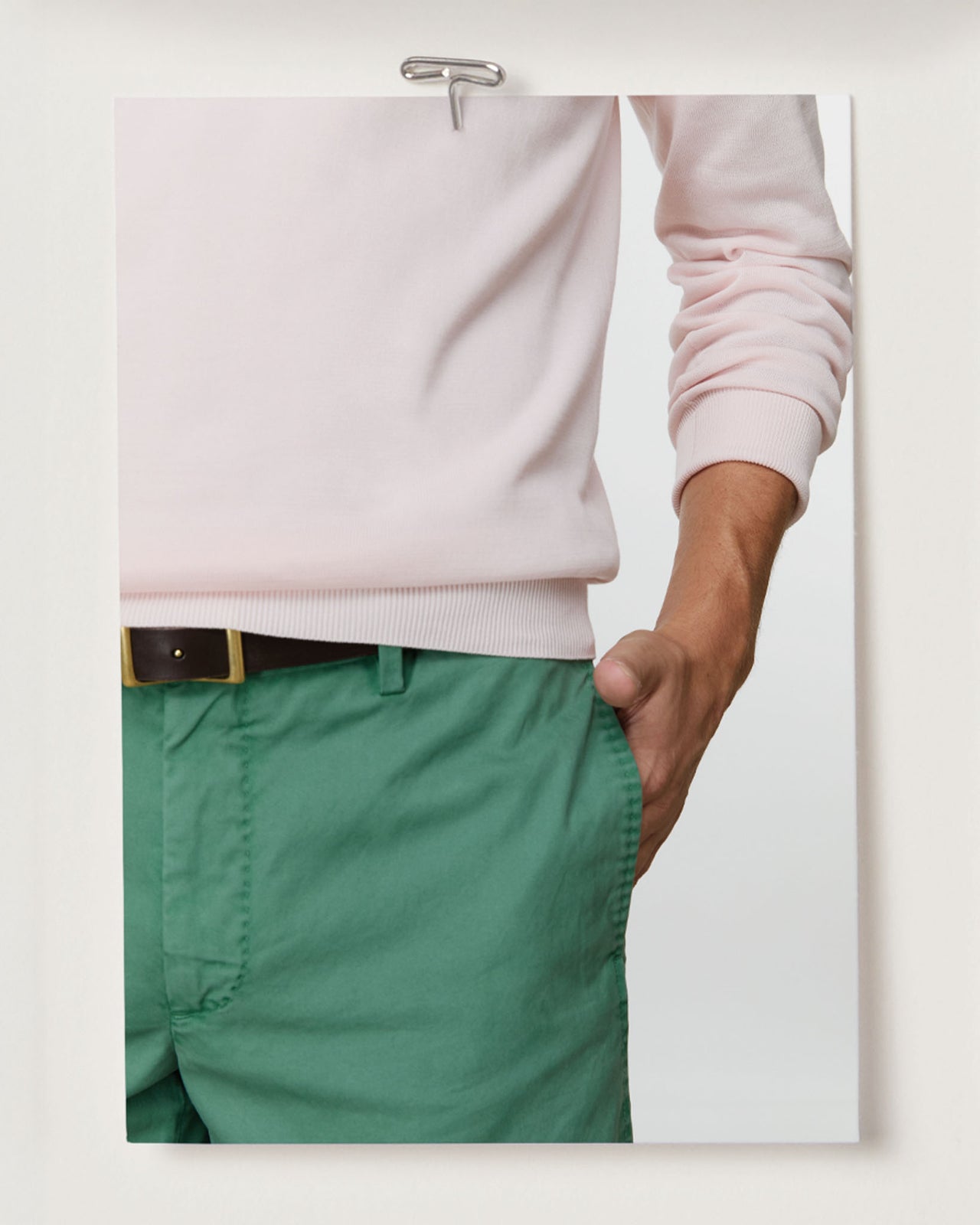 Crewneck Sweater in Pale Pink Ice Cotton