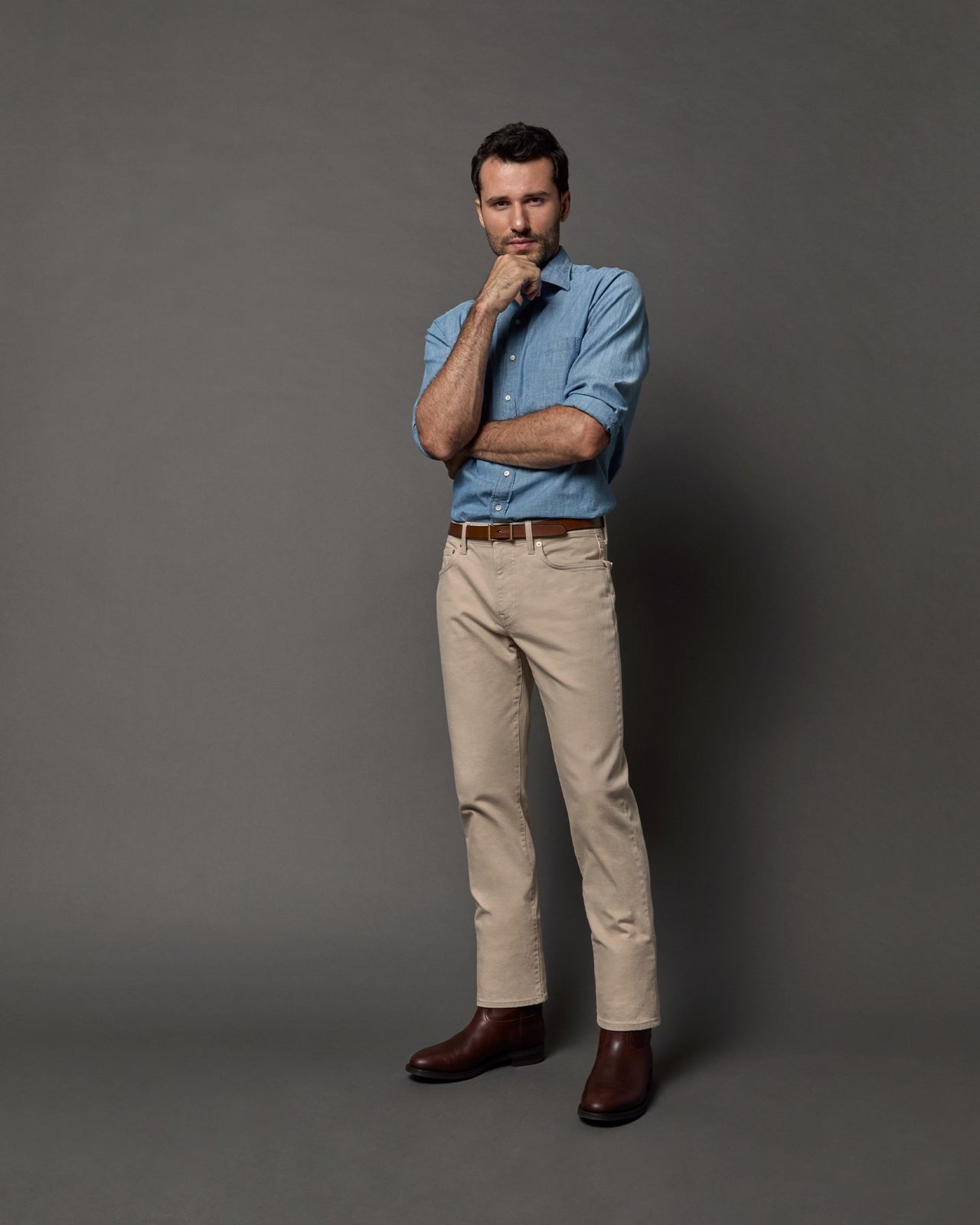 Clift Straight Leg Jean in Stone Garment-Dyed Stretch Denim