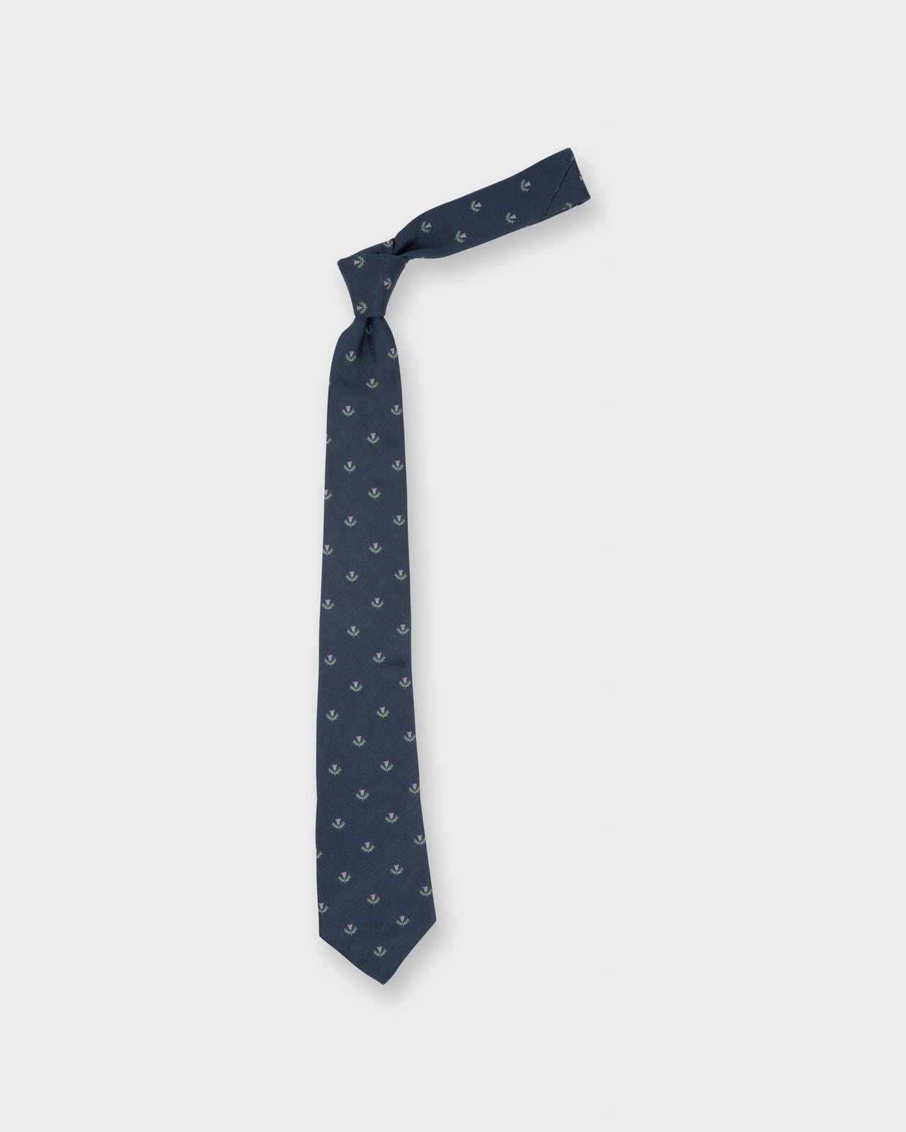 Silk Faille Club Tie Navy/Lavender/Green Laurel