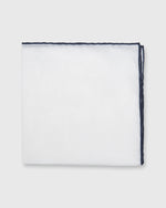 Load image into Gallery viewer, Hand-Rolled Pocket Square White Cotolino/Navy Edge
