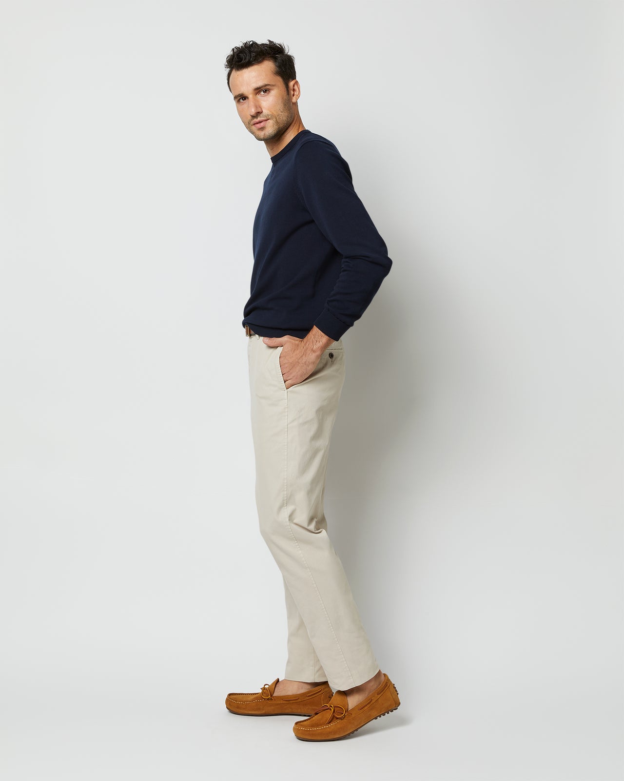 Crewneck Sweater in Navy Cotton