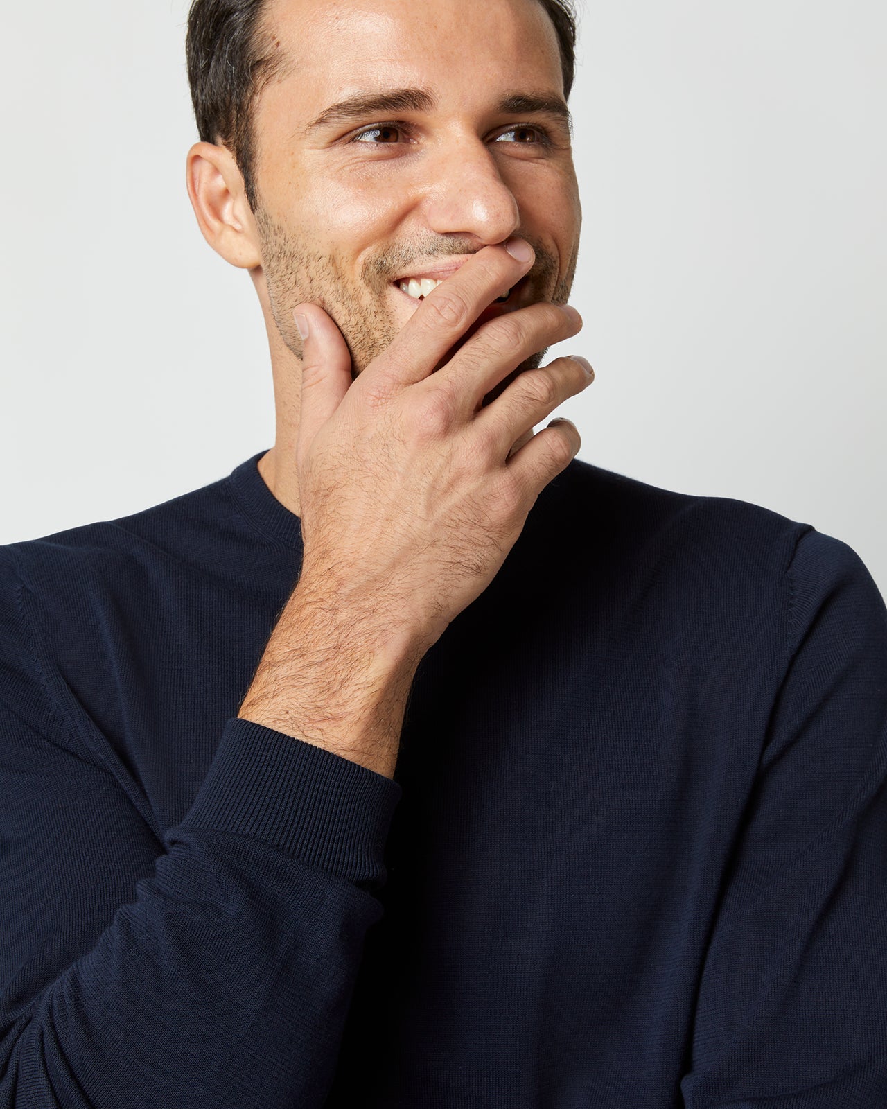 Crewneck Sweater in Navy Cotton