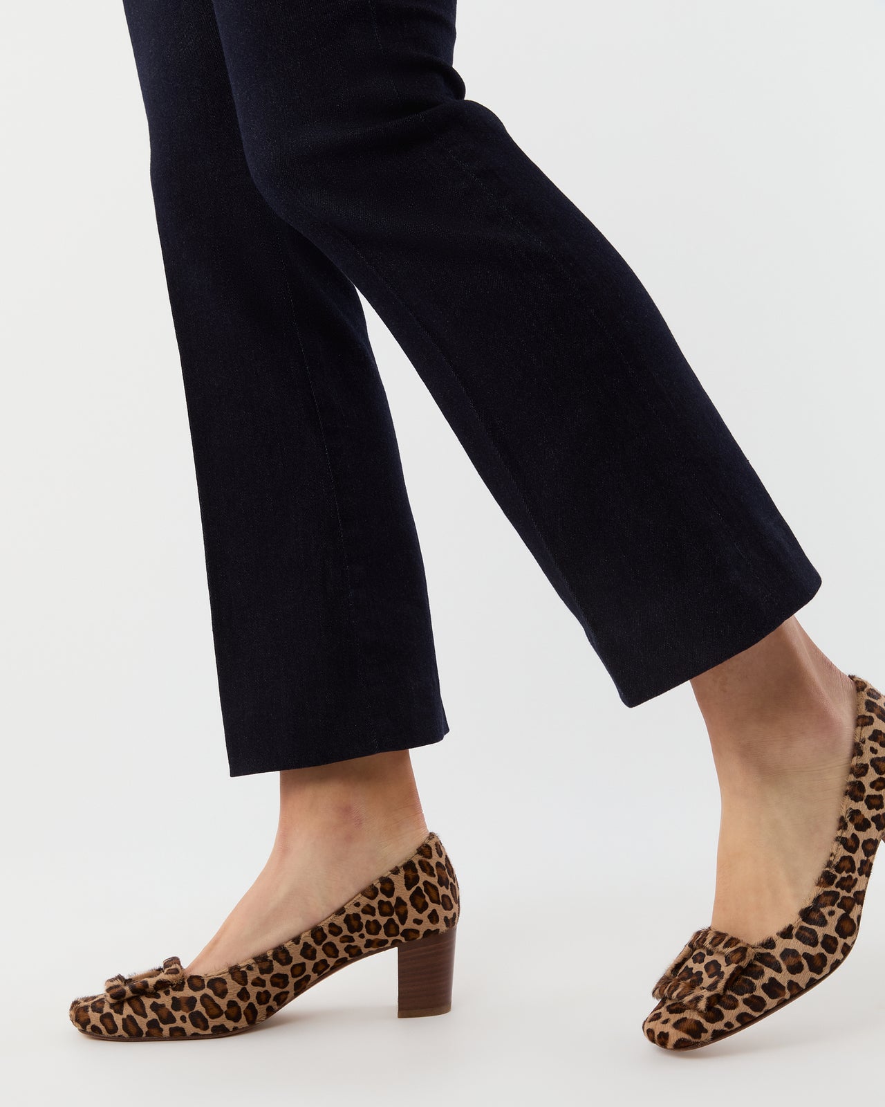 Buckle Heel in Leopard Calf Hair