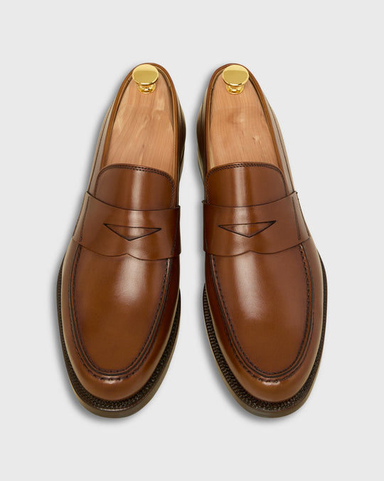 Italian Penny Loafer in Medium Brown Calfskin