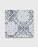 Load image into Gallery viewer, Cotton Print Pocket Square in White/Navy Paisley