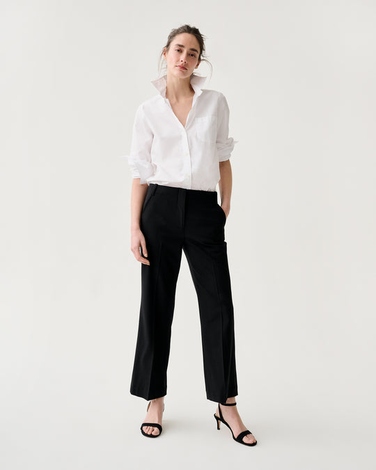 Frankie Cropped Pant in Black Bi-Stretch Tropical Wool