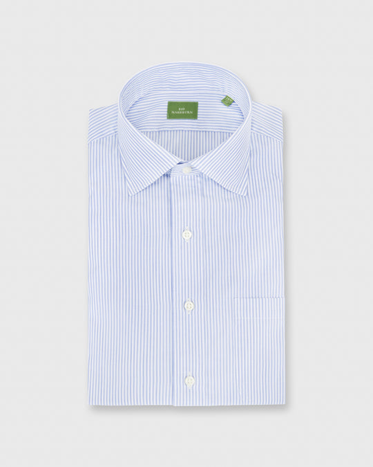 Spread Collar Dress Shirt Blue Stripe End-On-End