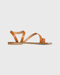 Diagonal Strap Sandal in Tan Leather