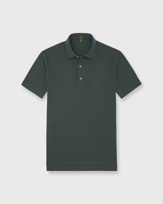 Short-Sleeved Polo in Dark Spruce Pima Pique