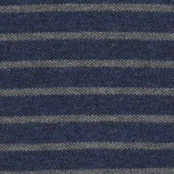 Short-Sleeved Polo in Heather Denim/Heather Graphite Stripe Pima Pique