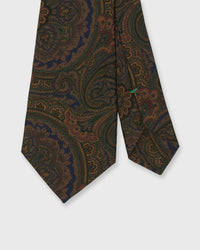 Silk Print Tie in Blue/Orange/Green Large Paisley