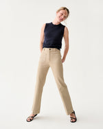 Load image into Gallery viewer, Camille Patch-Pocket Jean in Khaki Stretch Canvas
