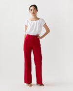 Load image into Gallery viewer, Camille Patch-Pocket Jean in Red Stretch Canvas
