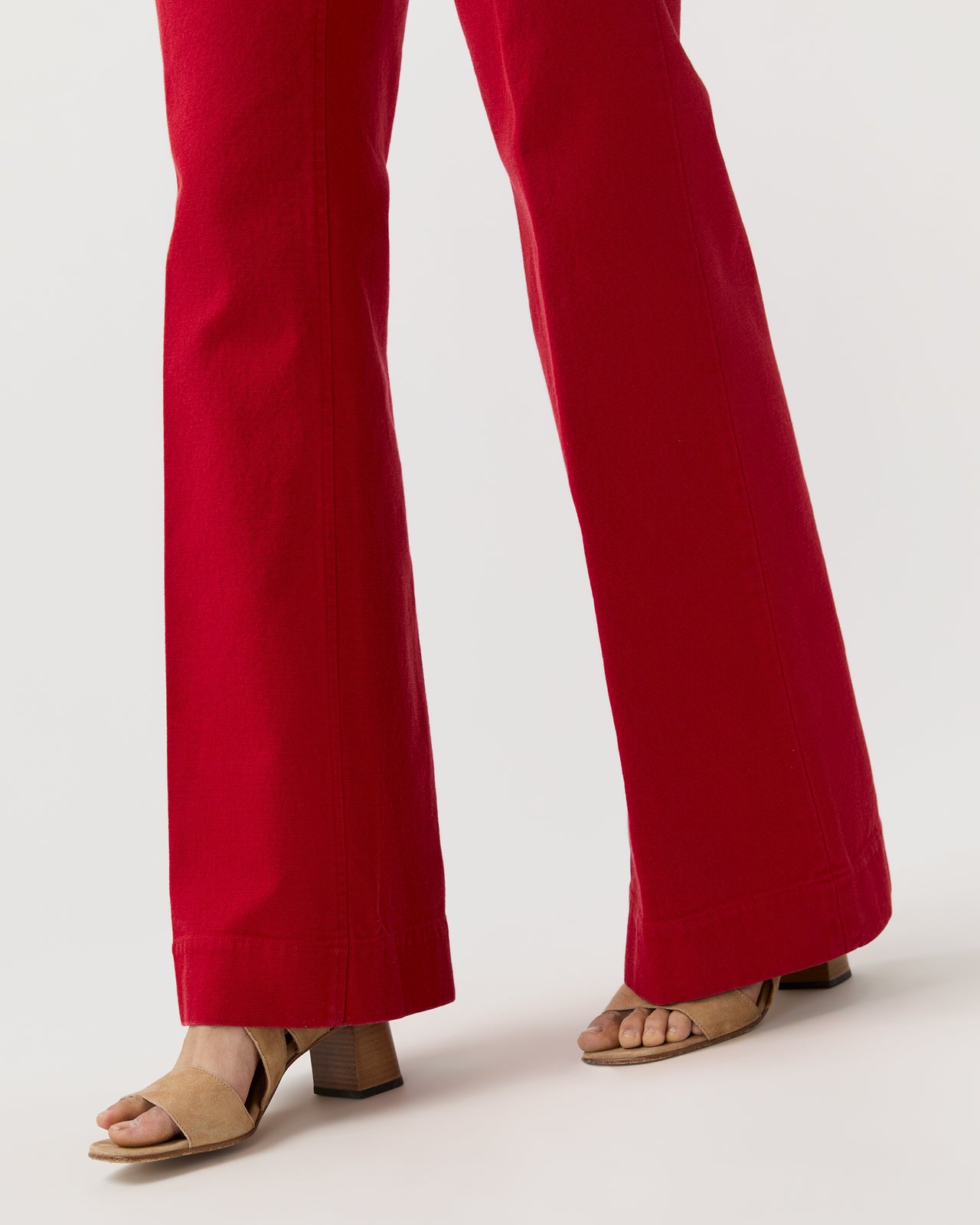 Camille Patch-Pocket Jean in Red Stretch Canvas