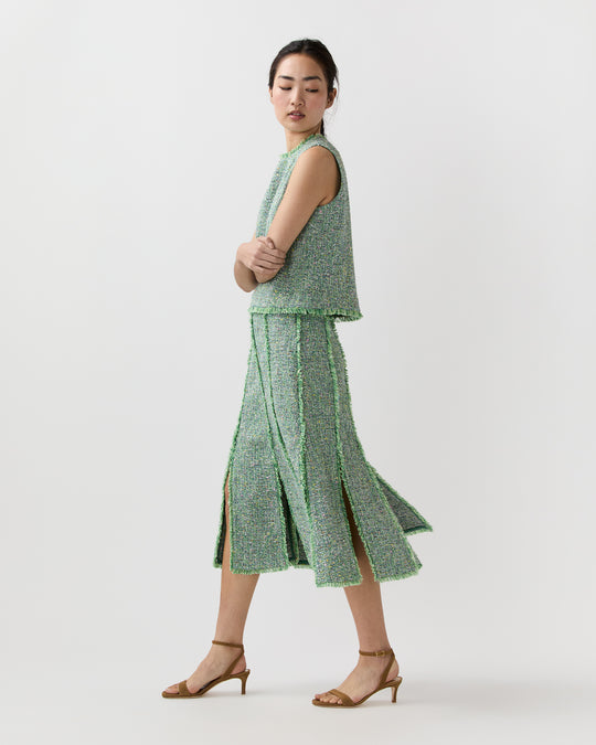 Kyle Skirt in Grass/Multi Speckled Tweed