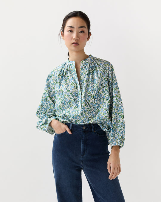 Sienna Top in Blue/Green Viger's Vine Liberty Fabric