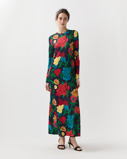 Long Sleeve Swing Dress in Queen Peony