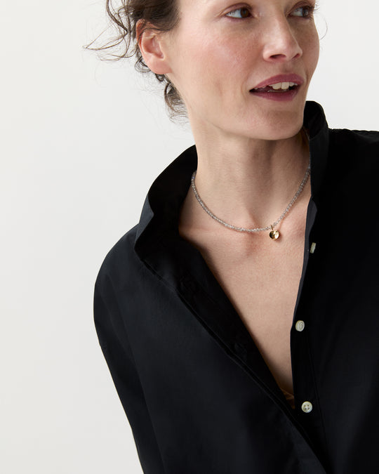 Shark Vertebrae Pendant Necklace in Vermeil/Grey