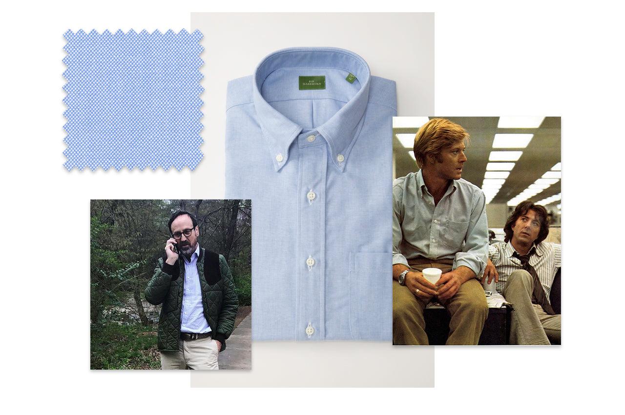 blue oxford shirt collage