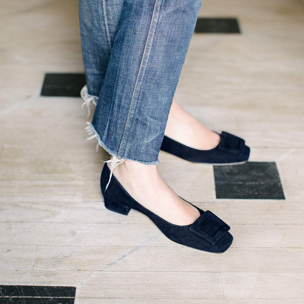 classic navy suede
