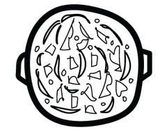 an illustrated pot of turnip greens